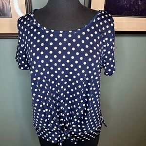 Late August Large Polka Dot Navy Blue Women's Top Size Large